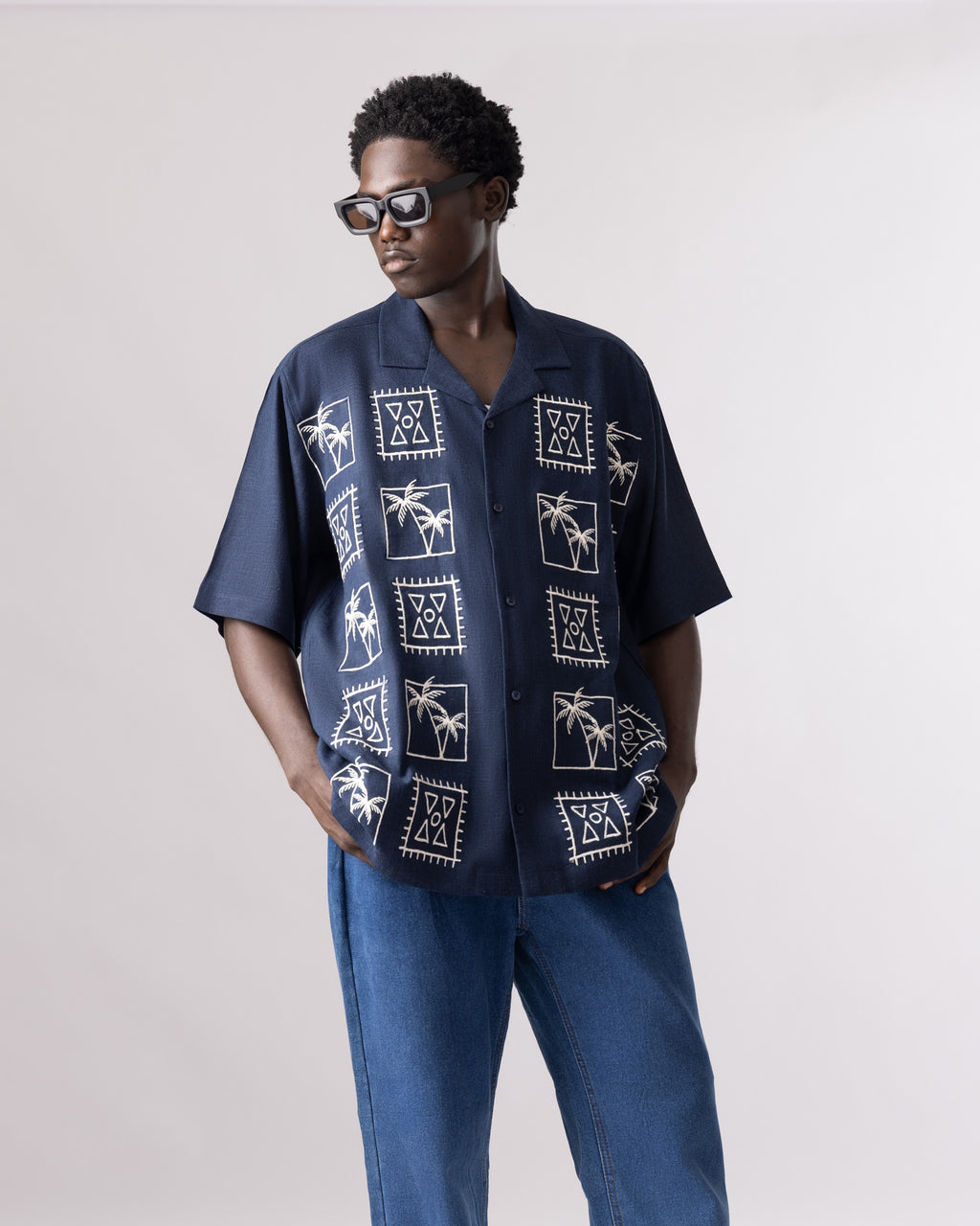 AT Navy Linen Shirt